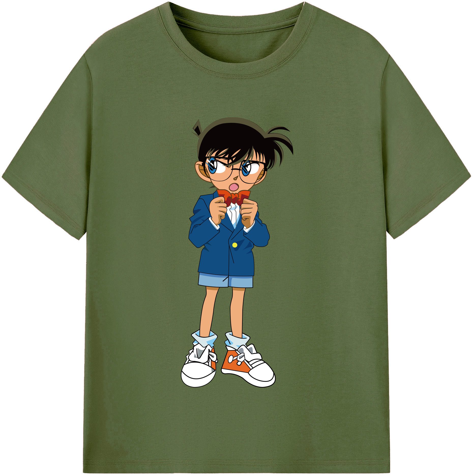 （画像用） 名探偵コナン 江戸川 コナン Detective Conan Conan Edogawa 綿100％半袖Tシャツ（フロントプリント）